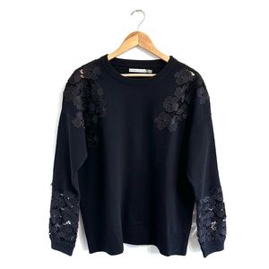 Alice + Olivia Black Floral Sweater